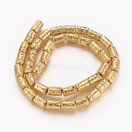 Electroplated Natural Lava Rock Beads Strands, Long-Lasting Plated, Column, Golden Plated, 6~6.5x8.5~10mm, Hole: 1.2mm, about 40pcs/strand, 14.96 inch(38cm)(G-P400-03G)