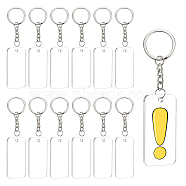 BENECREAT DIY Transparent Acrylic Keychain Clasps Making Kits, Including Rectangle Blank Big Pendants, Iron Split Key Rings, Clear, Pendants: 50x25x3mm, hole: 3mm, 30pcs/box(DIY-BC0001-68)
