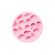 Silicone Chocolate Cookie Candy Molds, Mixed Shapes, Baking Mold, Pink, 123x11mm(BAKE-PW0001-159B-A)