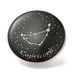 Twelve Constellation Creative Alloy Badges Constellation Brooches, Platinum, Capricorn, 31mm(JEWB-S033-01P-J)