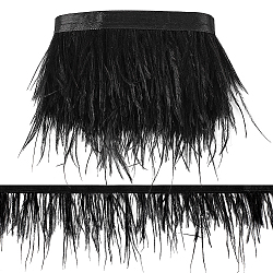 2 Yards Fashion Ostrich Feather Cloth Strand Costume Accessories, Black, 80~100mm(FIND-GA0003-68B)