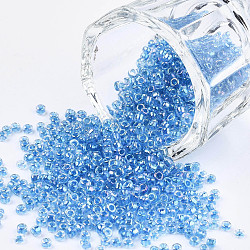 8/0 Glass Seed Beads, Inside Colours, Round Hole, Round, Transparent Colours Rainbow, Royal Blue, 8/0, 3~4x2~3mm, Hole: 0.8mm, about 3333pcs/100g(X1-SEED-A016-3mm-211)