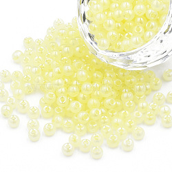 6/0 Imitation Jade Glass Seed Beads, Luster, Dyed, Round, Champagne Yellow, 4x3mm, Hole: 1.2mm, about 450g/bag(SEED-N004-006-08)