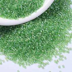 MIYUKI Delica Beads, Cylinder, Japanese Seed Beads, 11/0, (DB1246) Transparent Lime AB, 1.3x1.6mm, Hole: 0.8mm, about 2000pcs/10g(X-SEED-J020-DB1246)