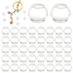 Elite 200Pcs Round Mechanized Blown Glass Globe Ball Bottles, for Stud Earring or Crafts, Clear, 10mm, Half Hole: 3~5mm(BLOW-PH0001-19)