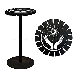 Wooden Wheel, Wooden Display Shelf, Black Holder Stand, Rustic Divination Pendulum Storage Rack, Witch Stuff, Moon Pattern, Wheel: 120x8mm, 2pcs, Studdle: 288x12mm, 1pc(DJEW-WH0046-002)