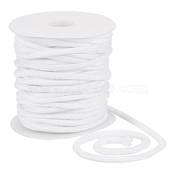 25M Polycotton Soft Drawstring Rope Replacement, Drawstring Cord, for Coats, Pants, Shorts, with 1Pc Plastic Spool, White, 6mm, about 27.34 Yards(25m)/Roll(OCOR-BC0005-17B)
