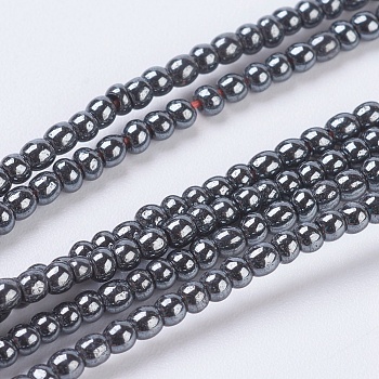 Non-Magnetic Synthetic Hematite Beads, Round, Black, 2mm, Hole: 0.6mm, about 191pcs/strand