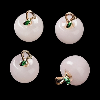 Natural Rose Quartz Pendants, with Alloy Enamel Loops, Apple, for Teacher's Day, 16x14mm, Hole: 4x2mm