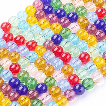 Glass Beads Strands, Multi-Color, Round, Mixed Color, 6mm, Hole: 1mm