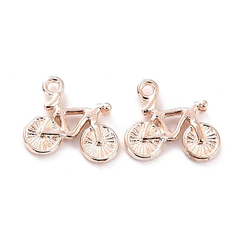 Alloy Pendants, Bicycle, Cadmium Free & Lead Free, Rose Gold, 13.5x15.5x2mm, Hole: 1.5mm, about 1330pcs/1000g