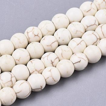Perles de magnesite synthetiques, ronde, 6mm, Trou: 1 mm, Environ 60 pcs/chapelet