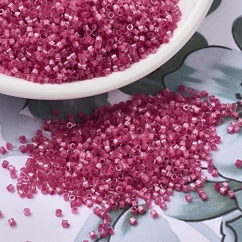 MIYUKI Delica Beads, Cylinder, Japanese Seed Beads, 11/0, (DB1807) Dyed Rose Silk Satin, 1.3x1.6mm, Hole: 0.8mm, about 2000pcs/10g