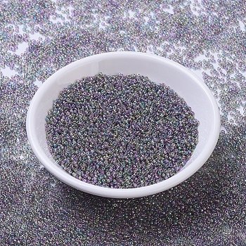 MIYUKI Round Rocailles Beads, Japanese Seed Beads, 11/0, (RR2440) Transparent Gray Rainbow Luster, 2x1.3mm, Hole: 0.8mm, about 1111pcs/10g