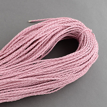 Braided Imitation Leather Cords, Round Bracelet Findings, Pink, 3x3mm, about 103.89 yards(95m)/bundle