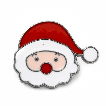 Christmas Santa Claus Enamel Pin, Alloy Badge for Backpack Clothes, Gunmetal, Red, 20x25.5x1.5mm, Pin: 1mm