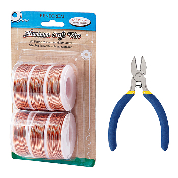 DIY Jewelry Kits, with Aluminum Wire and Iron Side Cutting Pliers, Coral, 1mm, about 23m/roll, 6rolls/set
