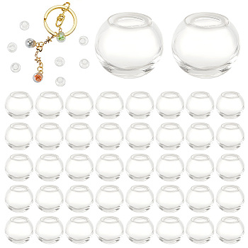 Elite 200Pcs Round Mechanized Blown Glass Globe Ball Bottles, for Stud Earring or Crafts, Clear, 10mm, Half Hole: 3~5mm