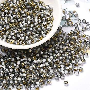 Glass Seed Beads, Half Plated, Inside Colours, Round Hole, Round, Mint Cream, 4x3mm, Hole: 1.4mm, 5000pcs/pound