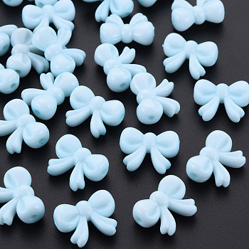 Opaque Acrylic Beads, Bowknot, Light Sky Blue, 15.5x20x8.5mm, Hole: 2mm, about 440pcs/500g