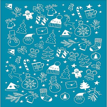 Silk Screen Printing Stencil, for Painting on Wood, DIY Decoration T-Shirt Fabric, Christmas Themed Pattern, 12.7x10cm