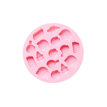Silicone Chocolate Cookie Candy Molds, Mixed Shapes, Baking Mold, Pink, 123x11mm