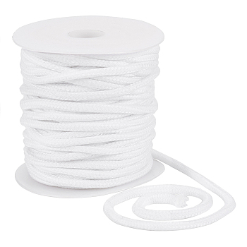 25M Polycotton Soft Drawstring Rope Replacement, Drawstring Cord, for Coats, Pants, Shorts, with 1Pc Plastic Spool, White, 6mm, about 27.34 Yards(25m)/Roll