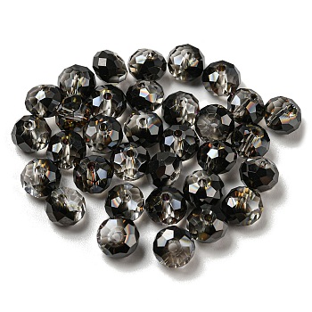 Electroplate Glass Beads, Rondelle, Black, 8x6mm, Hole: 1.6mm, 100pcs/bag