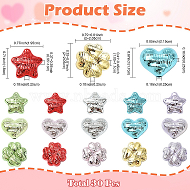 30Pcs 3 Styles Textured Plating Opaque Acrylic Beads(PACR-YW0001-61)-2