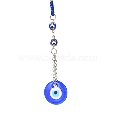 Flar Round with Evil Eye Glass Big Pendant Decorations(HJEW-F008-07)-2