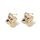 Brass Micro Pave Cubic Zirconia Stud Earrings(KK-CBA8324-25G)-6