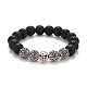 Natural Lava Rock Round Beads Essential Oil Anxiety Aromatherapy Stretch Bracelet for Girl Women Gift(BJEW-JB07055)-1