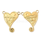 304 Stainless Steel Pendants, Heart Charm, Real 18K Gold Plated, 25x21x2mm, Hole: 2.5mm(STAS-Z041-23G)