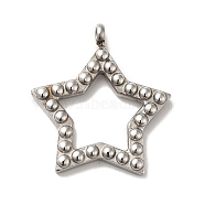 304 Stainless Steel Pendants, Hollow Star Charm, Stainless Steel Color, 24x22x2.5mm, Hole: 2mm(STAS-M311-10P)
