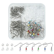 60Pcs 2 Style 316 Surgical & 304 Stainless Steel Earring Hooks, French Hooks with Coil and Ball, with 100Pcs Plastic Ear Nuts, 100Pcs 304 Stainless Steel Jump Rings, Stainless Steel Color, 22 Gauge, 19~21x20~23x3mm, Hole: 2~2.2mm, Pin: 0.6mm(DIY-FS0005-46)