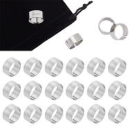 20Pcs Titanium Steel Plain Band Open Cuff Ring for Women, with 1Pc Rectangle Velvet Pouche, Stainless Steel Color, US Size 6 3/4(17.1mm)(RJEW-UN0002-66)