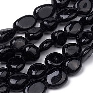 Natural Black Tourmaline Beads Strands, Nuggets, Tumbled Stone, 8~10x8~9x5.5~6mm, Hole: 0.5mm, about 43pcs/strand, 15.55 inch(39.5cm)(X-G-L493-51)