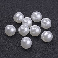 Acrylic Pearl Round Beads For DIY Jewelry and Bracelets, Snow, 8mm, Hole: 2mm(X-PACR-8D-1)