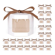 Hexagon Shaped Cardborad Mini Cake Storage Boxes, Dessert Candy Gift Case with Clear Window and Ribbon, White, Finish Product: 10x10x10cm(PW-WG97650-01)