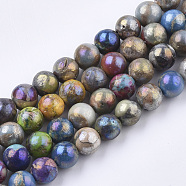 Electroplated Synthetic Calcite Beads Strands, Multi-color Plated, Dyed, Round, Colorful, 8~8.5mm, Hole: 1~1.2mm, about 52pcs/strand, 16.14 inch(G-S329-086)