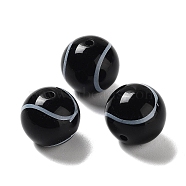Sport Theme Opaque Resin Tennis Beads, Round Ball, Black, 15x14.5mm, Hole: 2mm(RESI-XCP0002-18)
