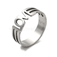 201 Stainless Steel Finger Rings, Hollow Out Word Love Wide Band Rings for Women, Stainless Steel Color, US Size 6 1/2(16.9mm), 6mm(RJEW-G278-05P)