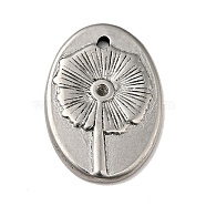 Tibetan Style 304 Stainless Steel Pendant Rhinestone Settings, Oval with Flower Pattern Charms, Antique Silver, 20x14x2mm, Hole: 1.2mm, Fit for 1.2mm Rhinestone(STAS-G278-19AS)