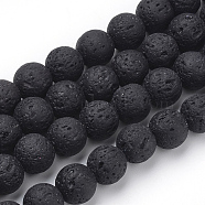 Synthetic Lava Rock Beads Strands, Dyed, Round, Black, 10mm, Hole: 1mm, about 39pcs/strand, 14.96 inch(38cm)(G-S277-10mm-01)