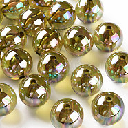 Transparent Acrylic Beads, AB Color Plated, Round, Goldenrod, 20x19mm, Hole: 3mm, about 111pcs/500g(MACR-S370-B20-737)