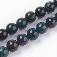Natural Bloodstone Beads Strands, Heliotrope Stone Beads, Round, 8~8.5mm, Hole: 1mm, about 47pcs/strand, 15.3 inches(39cm)(G-N0120-25-8mm)