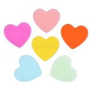 Translucent Cellulose Acetate(Resin) Pendants, Solid Color, Heart, Mixed Color, 38x41x2mm, Hole: 1.4mm(X-KY-T040-31)