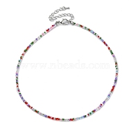 Glass Beaded Necklace, with Alloy Clasps, Colorful, 16.10 inch(40.9cm)(NJEW-Z029-05U)
