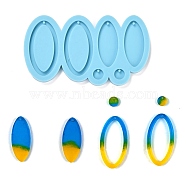 DIY Pendant Silicone Molds, for Earring Makings, Resin Casting Molds, For UV Resin, Epoxy Resin Jewelry Making, Oval, Deep Sky Blue, 118x66x6mm, Hole: 2mm(DIY-C009-04F)