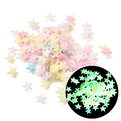 Luminous Handmade Polymer Clay Cabochons, Star, Glow in the Dark, Mixed Color, 4.5~5x4~7x0.2~1.8mm, about 43478pcs/500g(PY-CBA5A20-20)